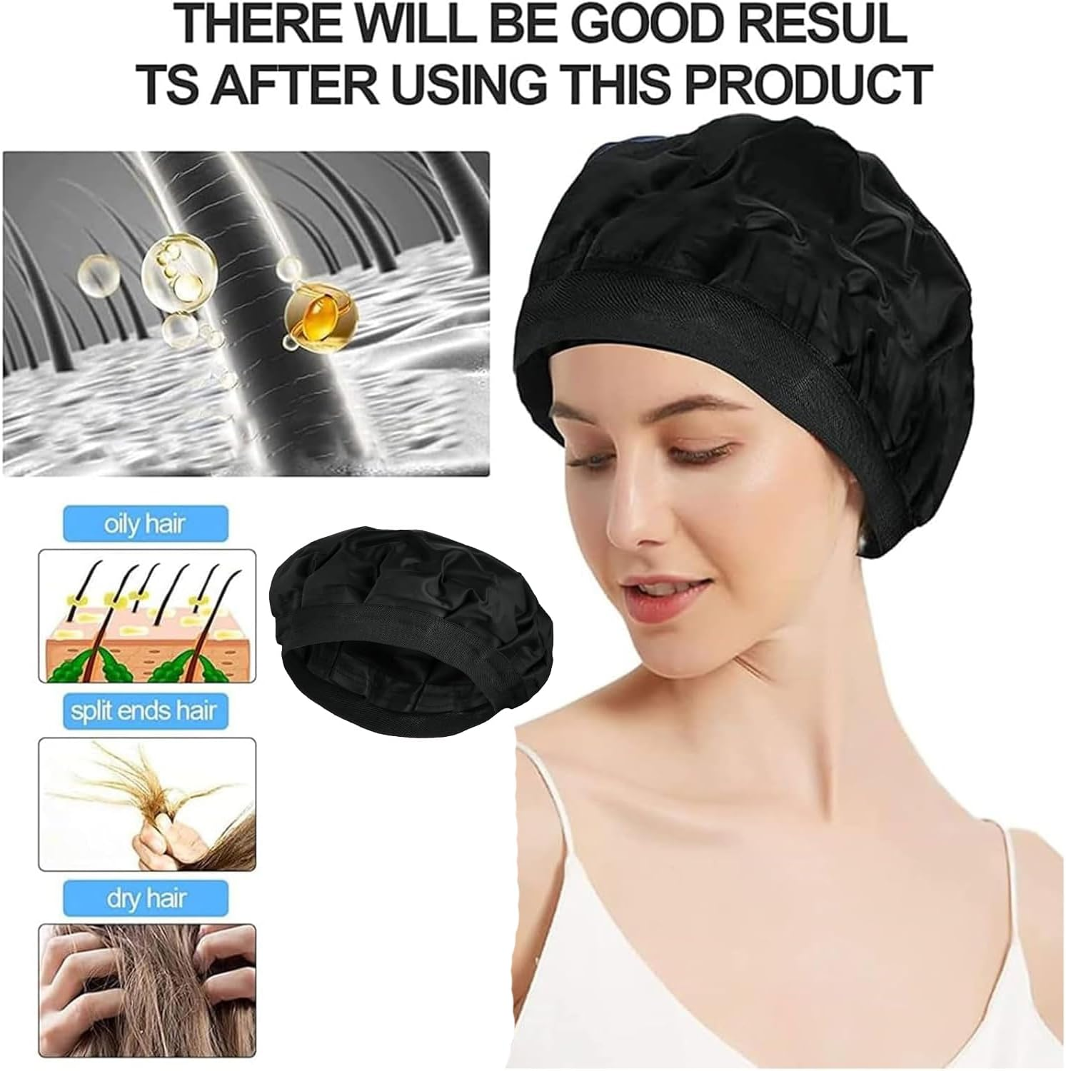 Yharnamite Deep Conditioning Heat Cap, Microwavable Heat Bonnet, Cordless Deep Conditioning Cap, Cordless Portable Cap for Natural Curly Textured Hair Care, Drying, Styling, Curling (Black) - Pink image number 6