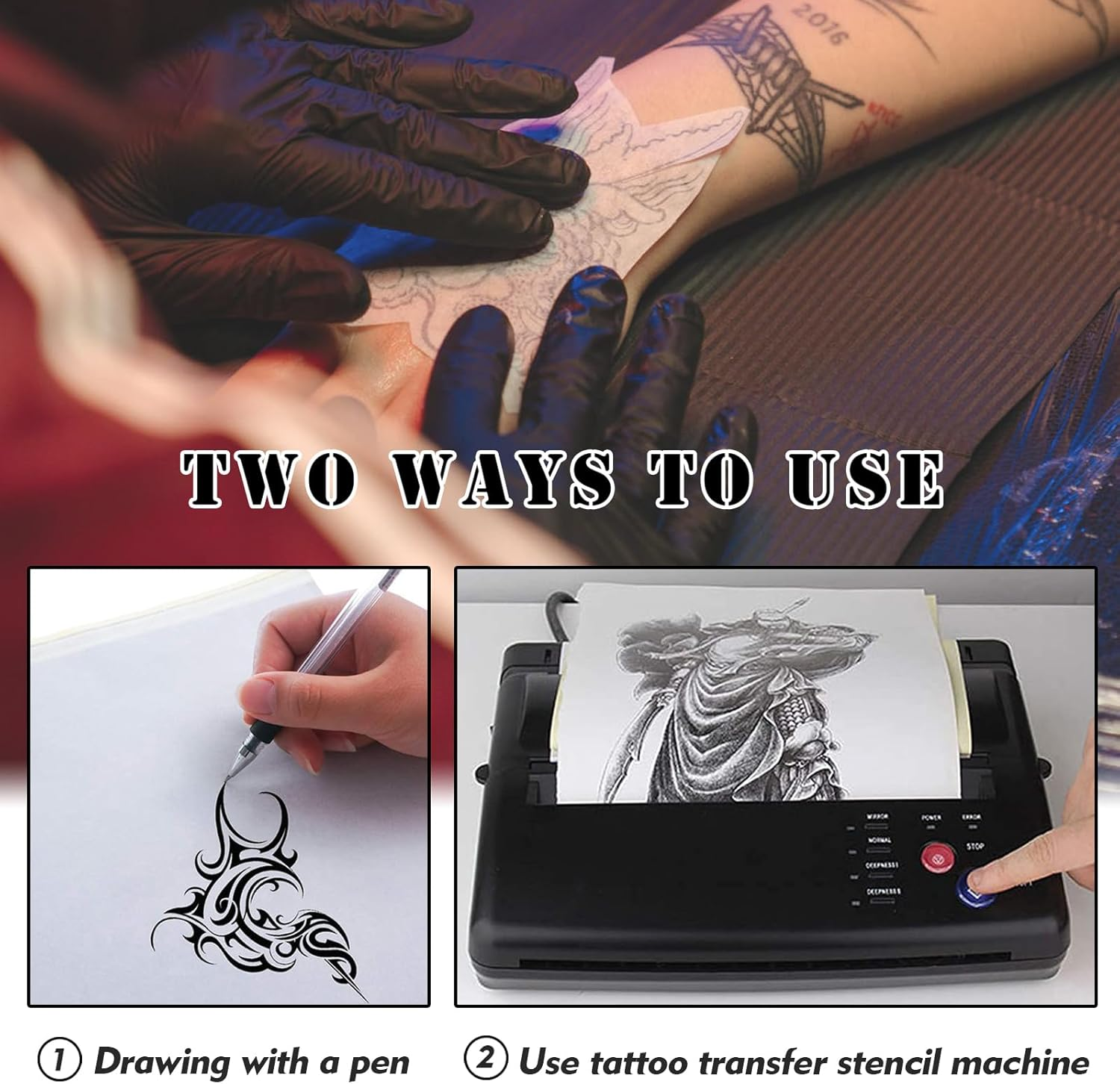 Tattoo Skin Practice with Transfer Paper, Rayyl 30Pcs Tattoo Fake Skin and Tattoo Transfer Paper Including 10Pcs 1Mm Thick Tattoo Skin and 20Pcs Stencil Paper for Beginners & Artists Tattoo Supplies image number 6