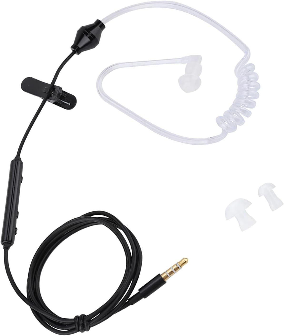 TOPINCN Air Tube Security Earpiece in Ear Headsets with Mic for Ios And, Professional Audio Visual Wired Headsets, Button Control Earphone for Safe Driving and Exercise (Black Line White Tube) image number 6
