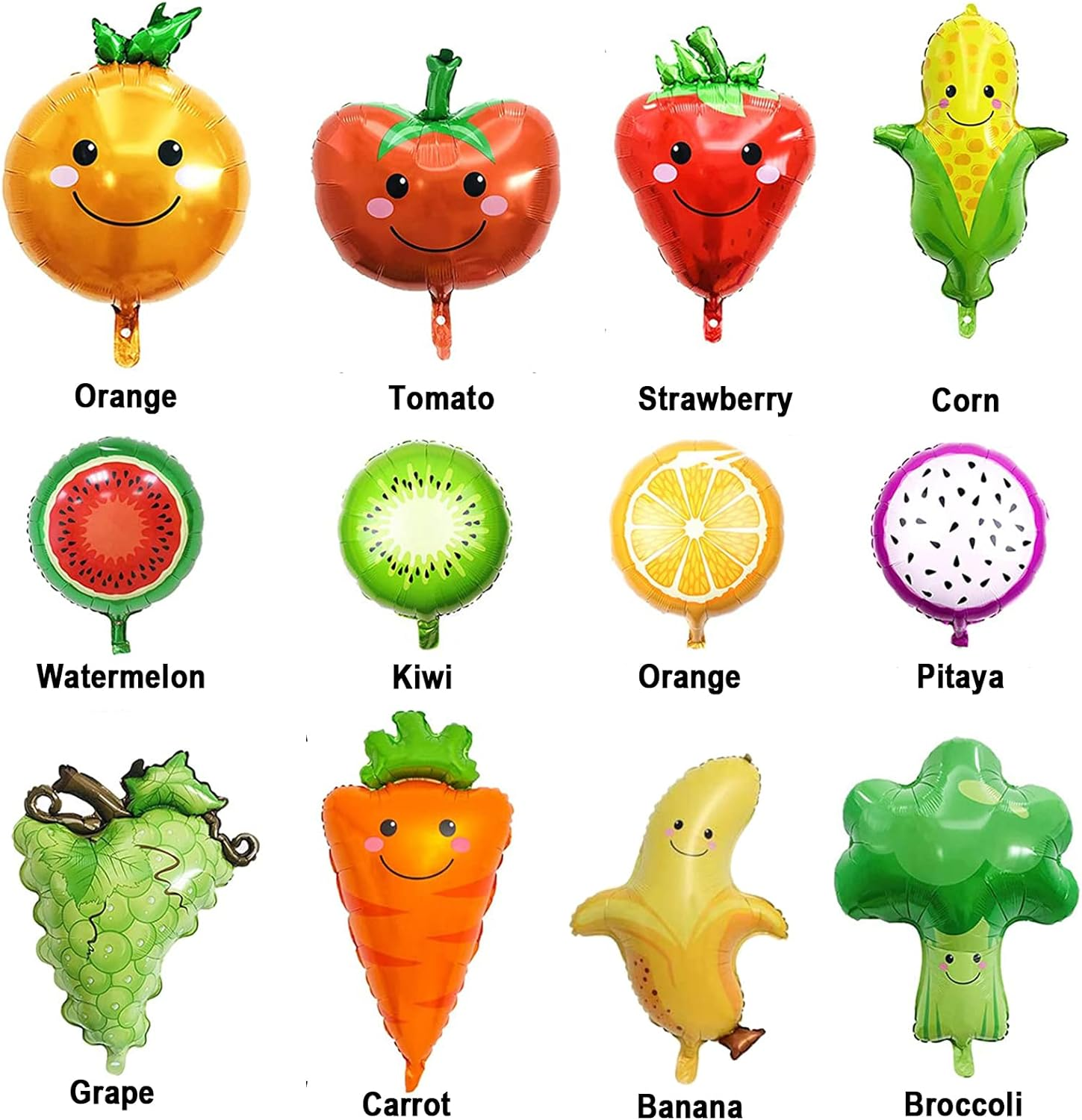 Yamibobo 12 PCS Multicolored Fruit & Vegetable Foil Balloons for Party Decoration, Birthday, Summer Party, Engagement, Christmas, New Year, Anniversary, Unisex-Kids, Unisex-Adults image number 5