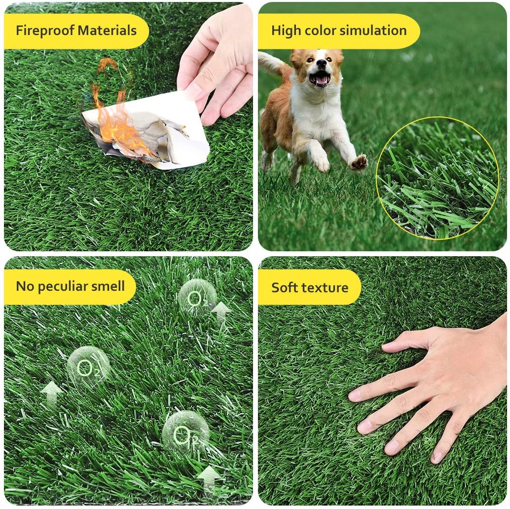 Dog Grass Pad, 2-Pack Portable Grass Pee Pads for Dogs Washable Professional Dog Grass Mat Training Grass Pee Pad for Indoor Outdoor Porches Apartments and Grass Turf Mat Replacement (14Inx18In) image number 4
