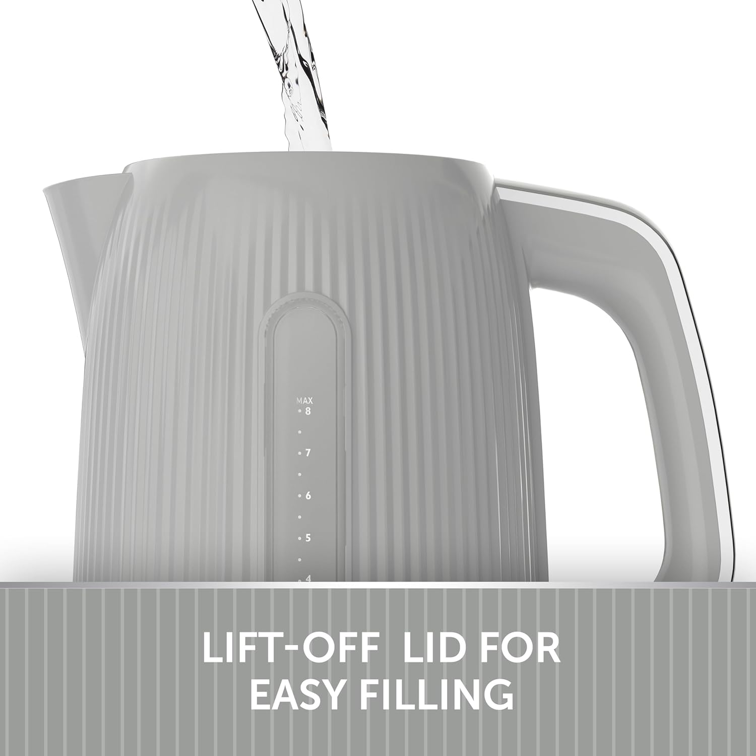 Breville Bold Ice Grey Electric Kettle | 1.7L | 3Kw Fast Boil | Grey & Silver Chrome [VKT222] - Cream image number 5