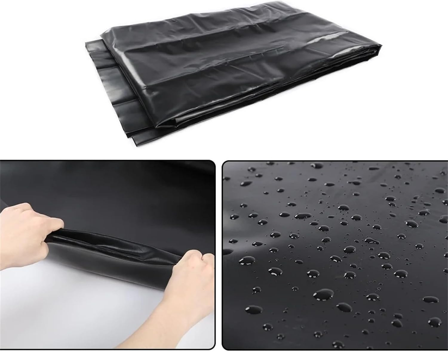 Black HDPE Pond Liner Waterproof Geomembrane for Fish Koi Ponds Roof Leak Protection Reliable (1X1M)