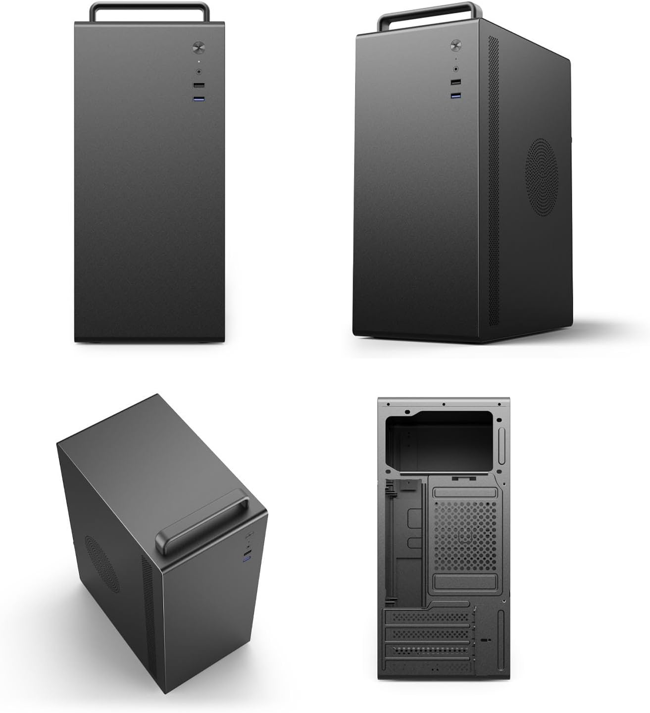 XUMIUZIY Micro ATX ITX Gaming Computer Case with Fine Space Layout, CPU Cooler up to 140Mm, GPU up to 250Mm, SSD HDD Support, Top Mounted Ports for Easy Access, 270&deg; Full View Tempered image number 1