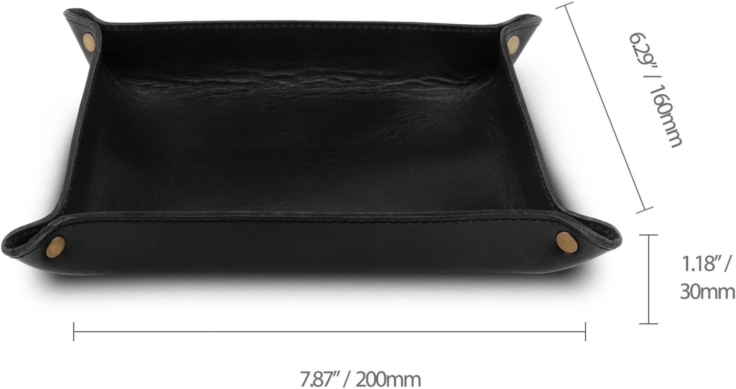 Londo Genuine Leather Tray Organizer Storage for Wallets Watches Keys Coins Cell Phones and Office Equipment - Black - Brown image number 2