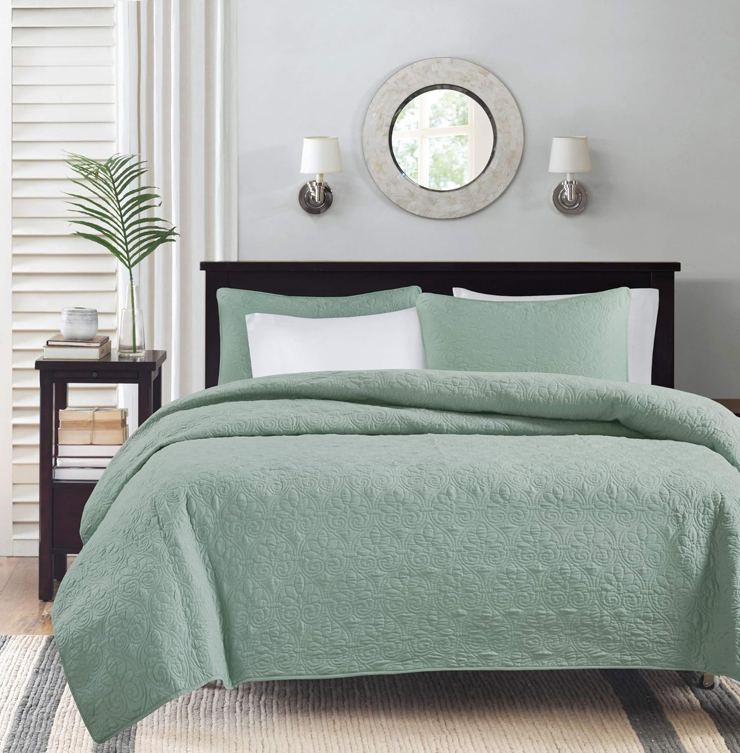 Madison Park Quebec 3 Piece Coverlet Set, King, Seafoam