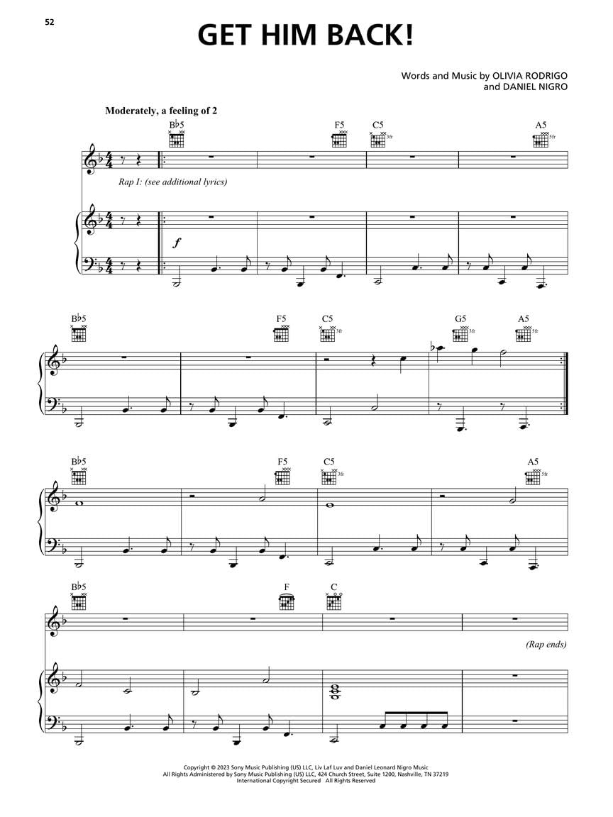 Olivia Rodrigo - Guts: Piano/Vocal/Guitar Songbook image number 4