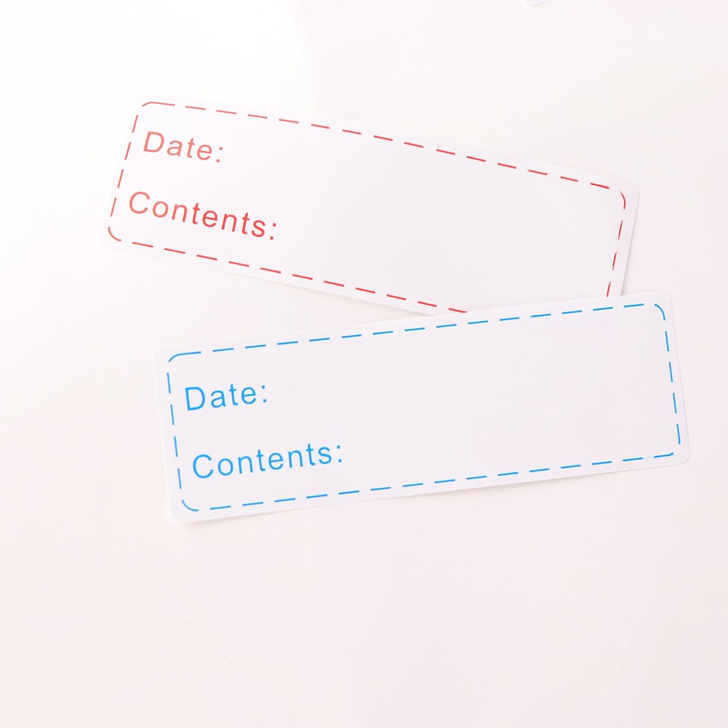 UKKQES 500Pcs Removable Freezer Labels, 7.5 X 2.5 Cm Food Storage Stickers, Refrigerator Freezer Paper Label Easy Clean Leaves No Residue, 2 Color Food Labels Roll image number 5