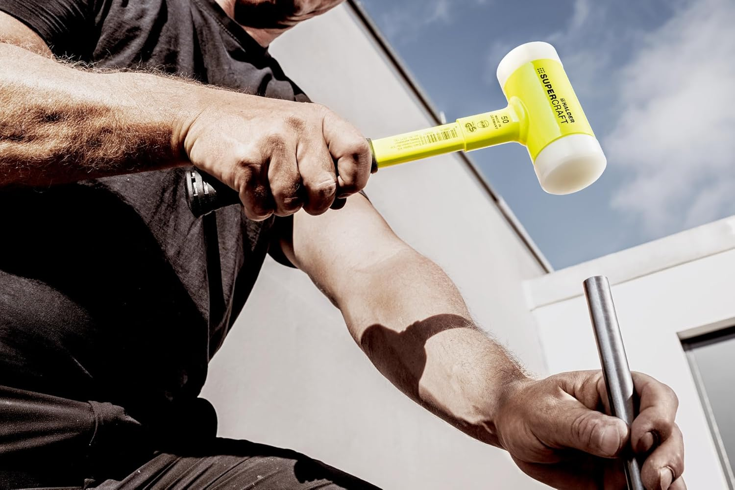 Halder 3377130 AR3377.130 Mallet with Break-Proof Steel Tube Handle, Yellow, 30 Mm