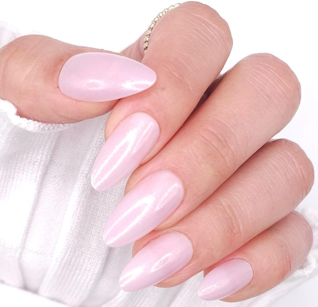 NKA PRESS on NAIL KIT -FALSE FAKE PRESS on NAILS -PREMIUM 28PC DIY ALL INCLUSIVE REUSABLE MEDIUM ALMOND-PURPLE RAIN image number 1