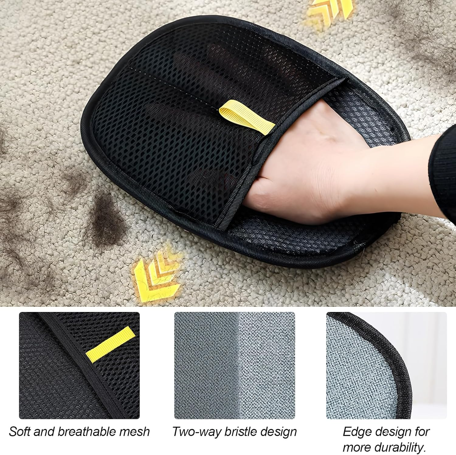 ZHAO GE Pack of 2 Fur Magnetic Gloves, Double-Sided Antistatic Fur Magnet, Multifunctional Fur Magnet Cat Hair Gloves for Washing, Deshedding and Care image number 2