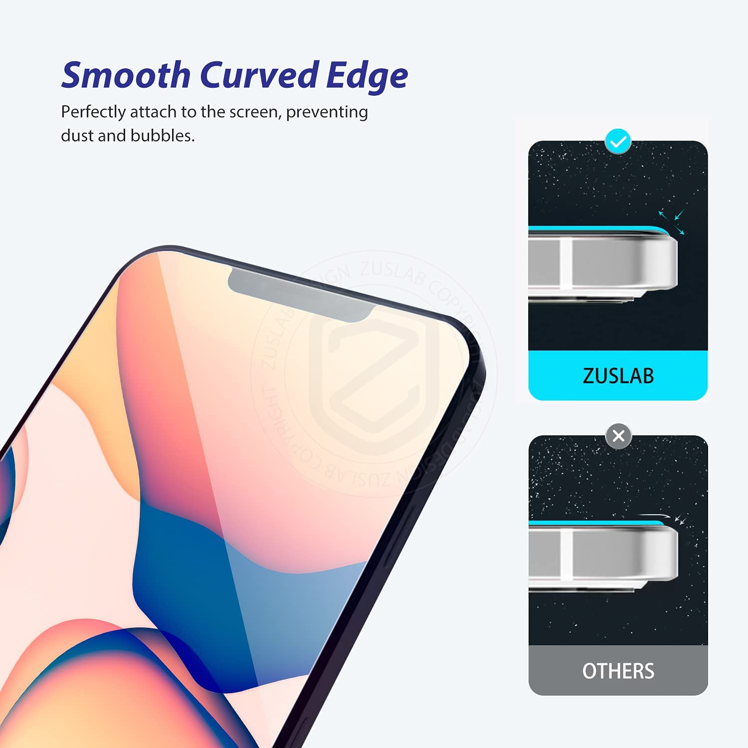 [2 Pack] ZUSLAB Screen Protector for Apple Iphone 16E / 14/13 Pro / 13 Tempered Glass Film Case Friendly 9H Hardness - Clear image number 2