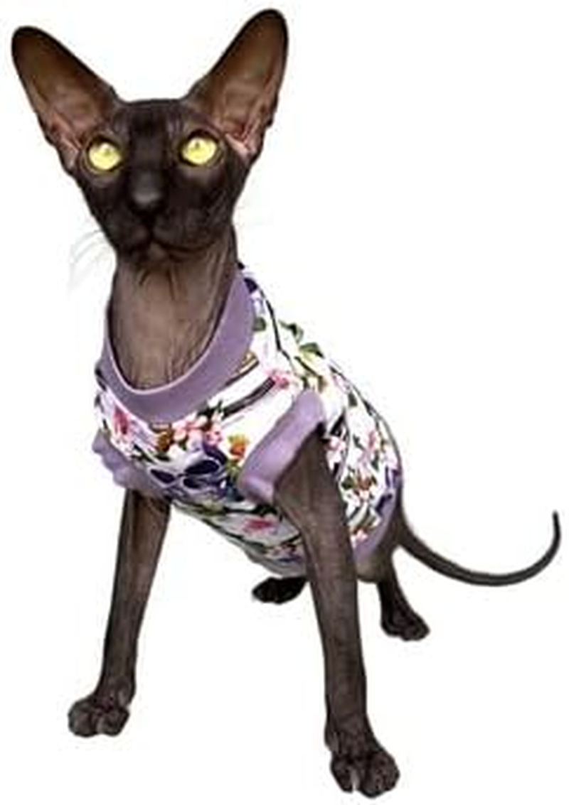Kotomoda Purple Skull Cat T-Shirt for Sphynx and Naked Cats (Small) image number 2