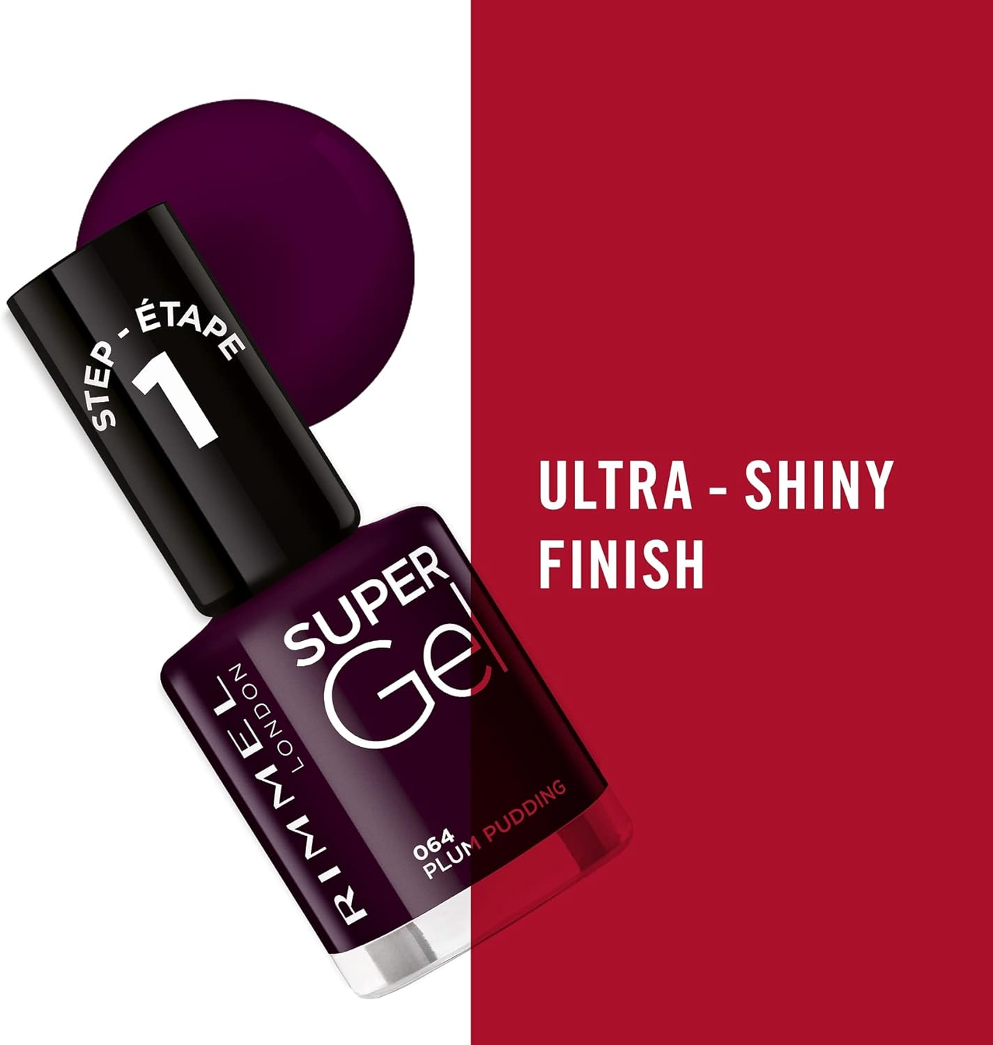 Rimmel London Super Gel Nail Polish #064 Plum Pudding 12Ml