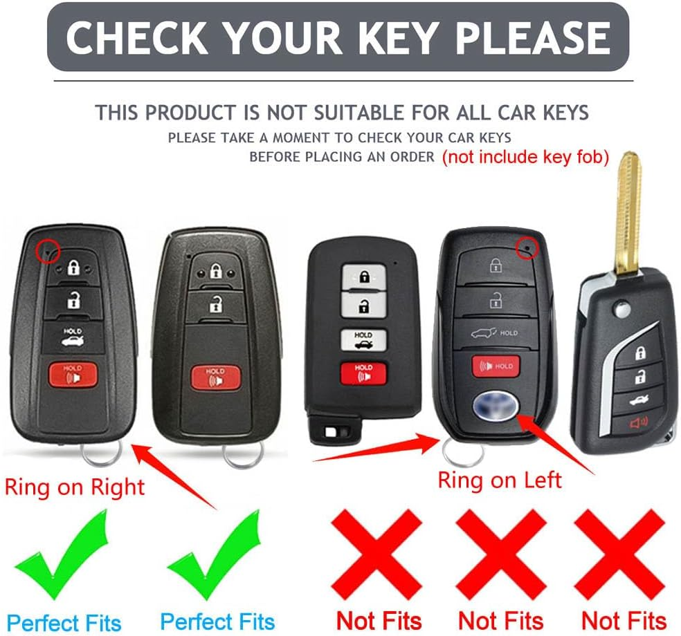 Toyota Camry RAV4 Highlander Corolla Avalon C-HR Prius GT86 Key Fob Cover, Premium Soft TPU 360 Degree Protector, Gray image number 3
