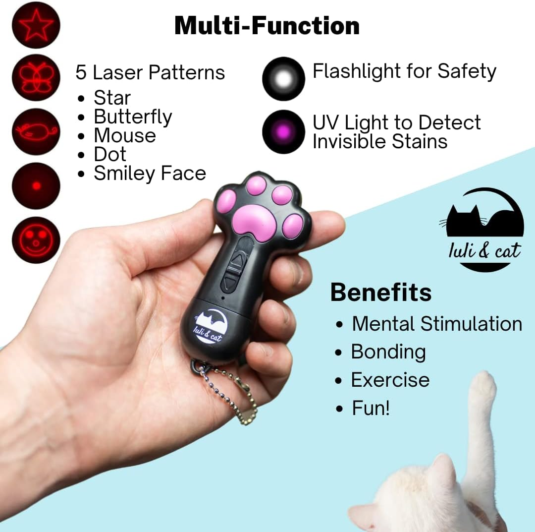 Luli & Cat Usb-Rechargeable Laser Toy | Multi-Function Interactive Pointer | Cat Toy Gift Set