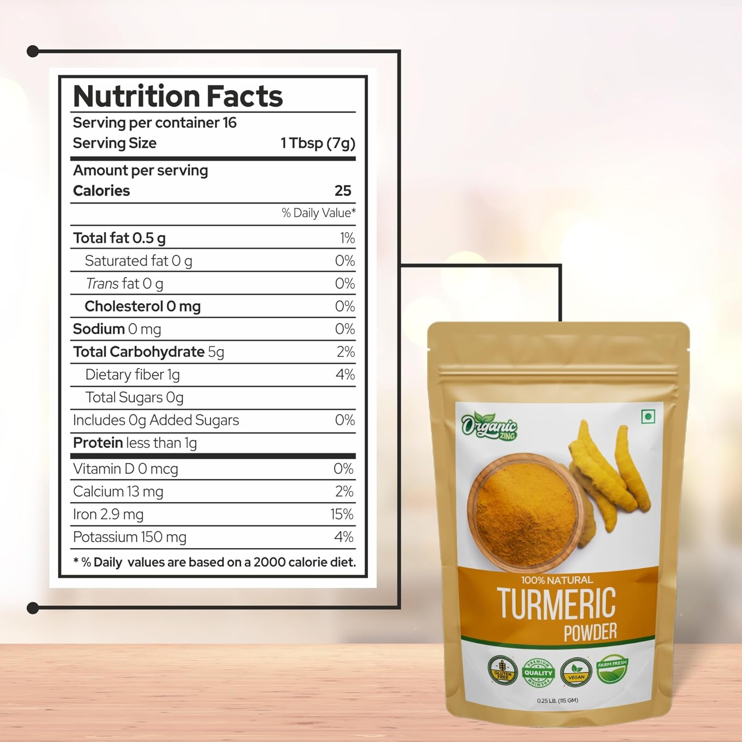 Organic Zing Turmeric Powder - 115 G / 4 Oz | Finely Ground Turmeric Root for Cooking & DIY Food Recipes image number 4