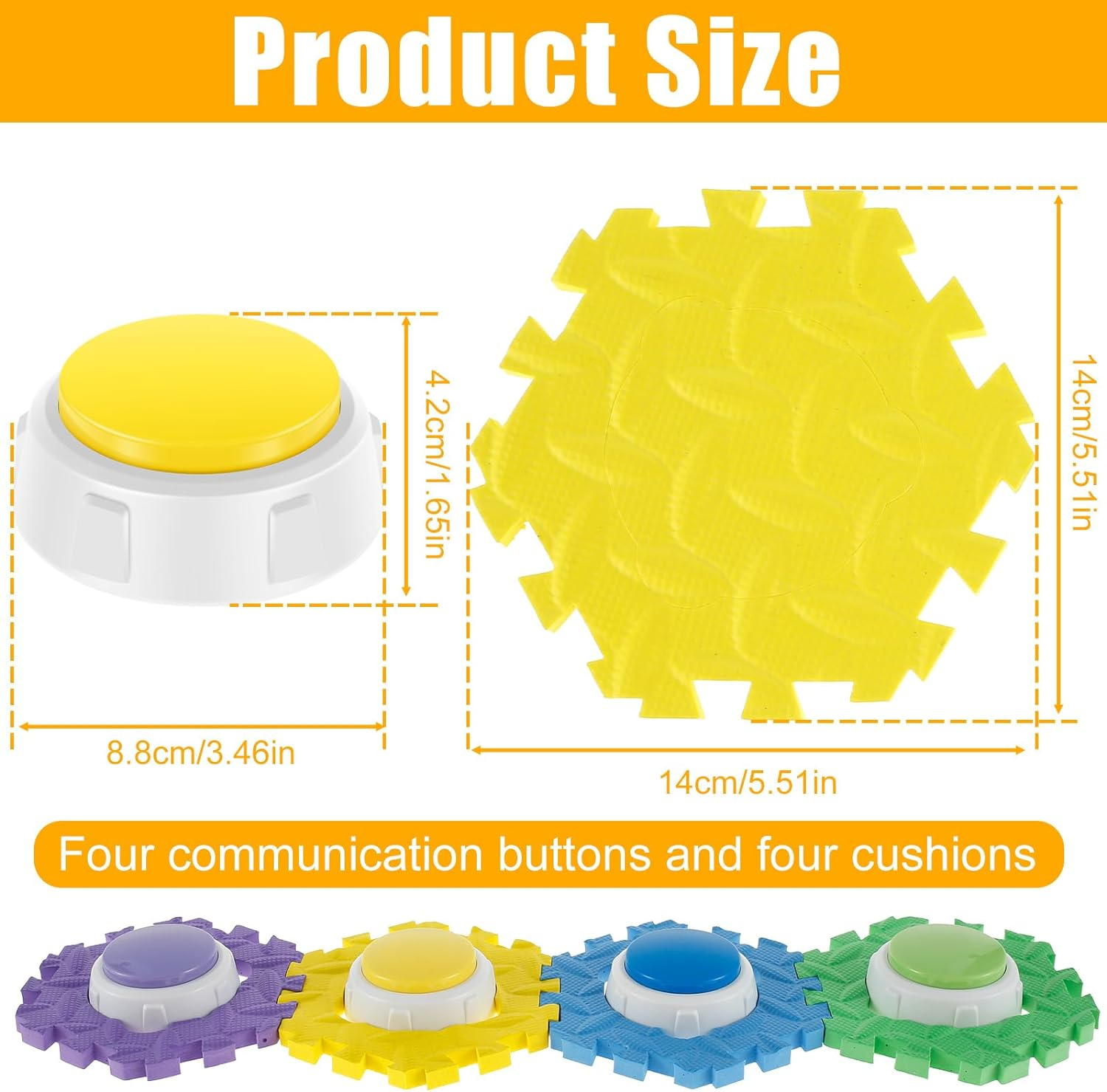 4Pcs Dog Talking Button and Non-Slip Mat, Pet Training Buzzer, Recordable Training Buttons for Dogs, 30Seconds Voice Recording, Portable Easy to Use for Communication Dogs Pet