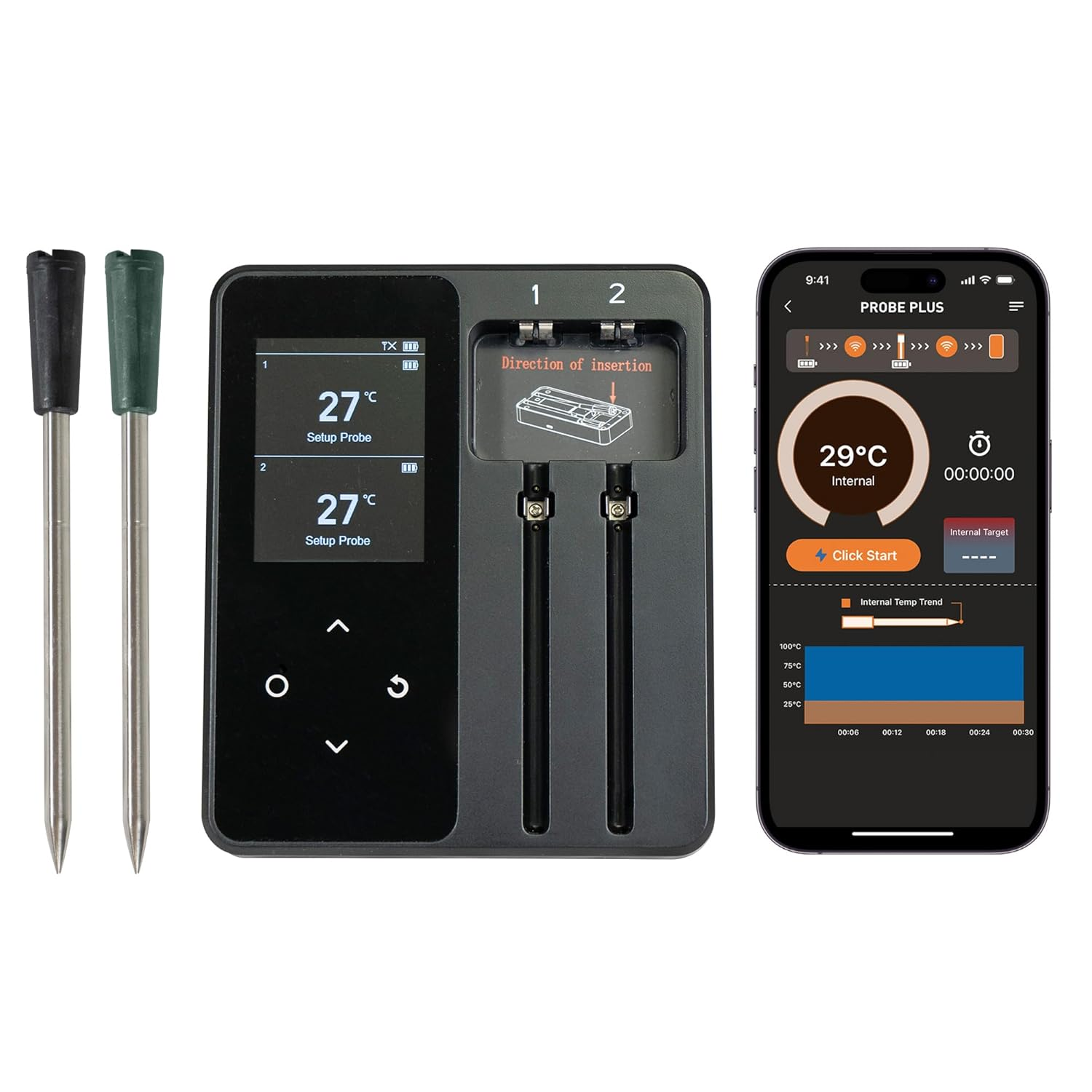 4-Probe Premium Wireless Smart Meat Thermometer | for BBQ, Oven, Grill, Kitchen, Smoker, Rotisserie | Ios & Android App | Apple Watch, Alexa Compatible | Dishwasher Safe
