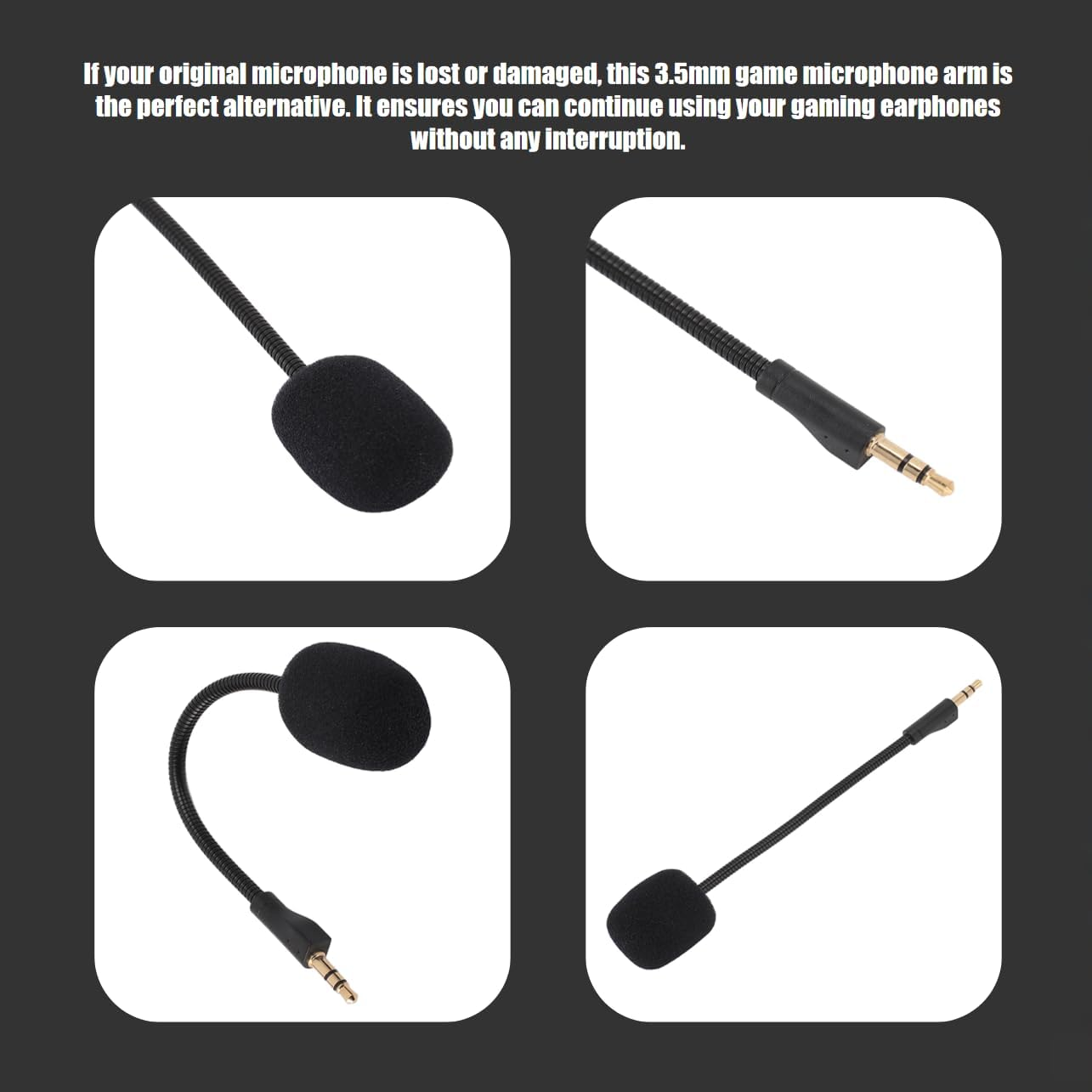 Replacement Game Mic Fits for G PRO X, Wireless Gaming Headsets 3.5Mm Gold Plated Jack Noise Cancelling Gaming Microphone, Microphone Boom for G Pro image number 3