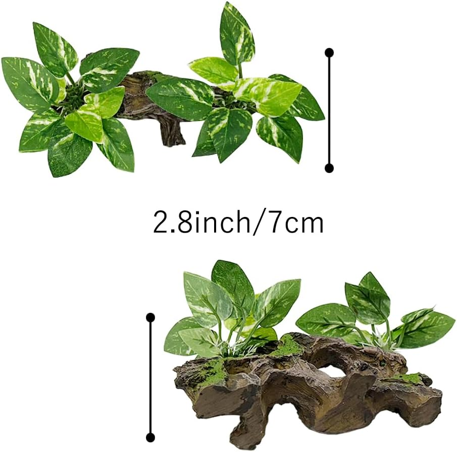 Smoothedo-Pets Fish Tank Decorations Aquarium Decor Ornaments Betta Silk Leaf Pad Hammock Artifical Driftwood Cave Goldfish Bowl Accessories (Type-H) image number 3