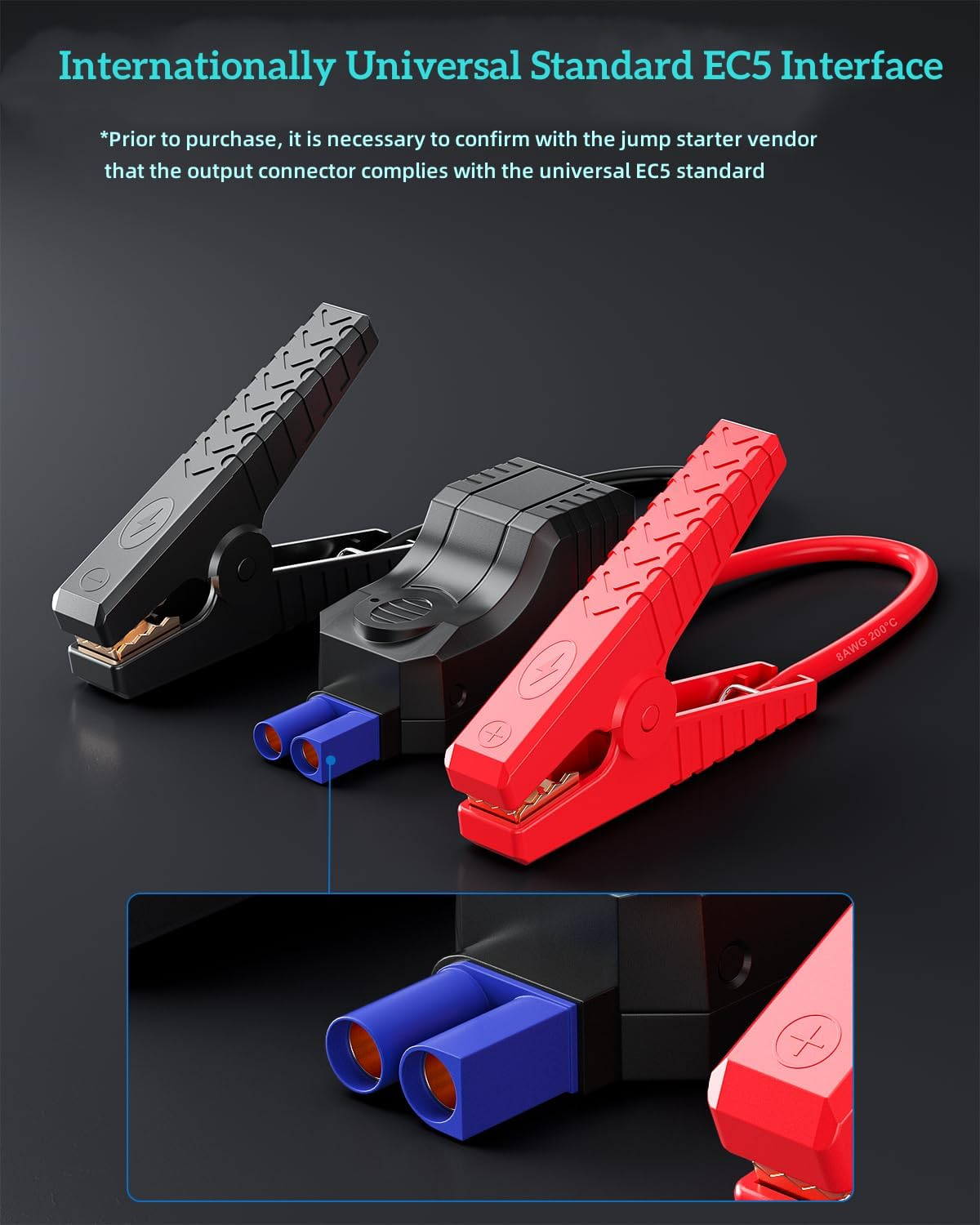 Jumper Starter Clamps Intelligent Automotive Emergency Booster Clamp Cables Replacement Alligator Clamp for 12V Portable Car Jump Starter image number 2