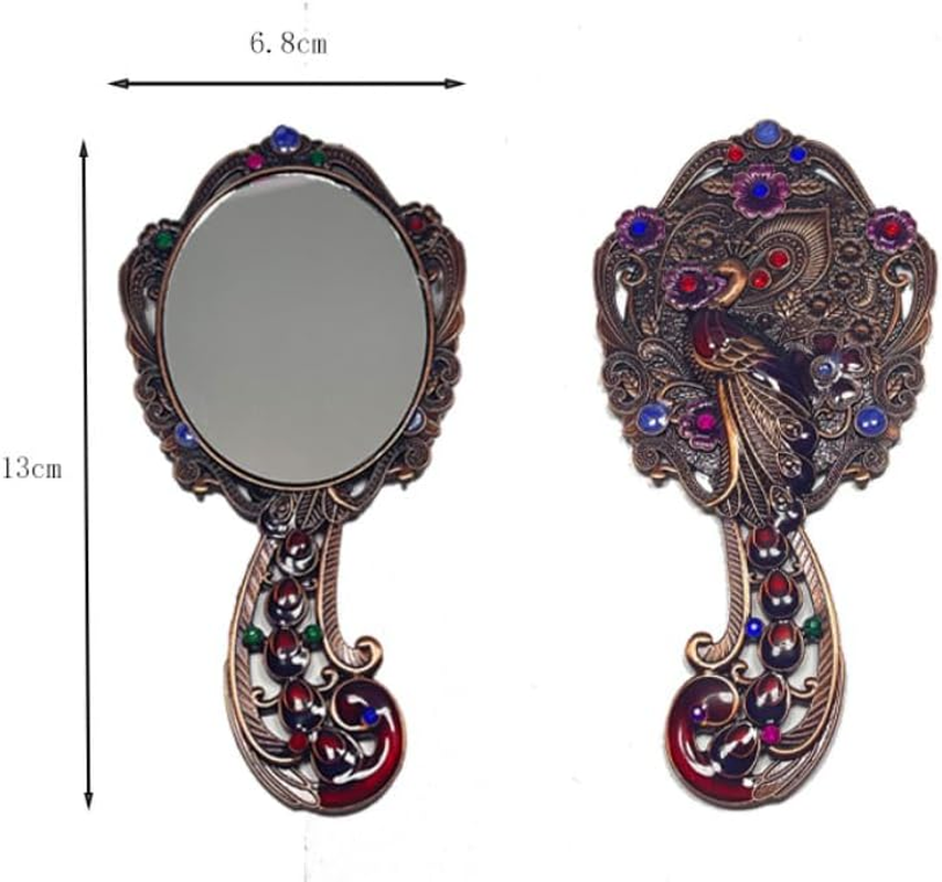 Vintage Peacock Hand Mirror and Comb Set, Bronze Metal, Antique Victorian Style, 2-Piece Vanity Gift Set image number 2