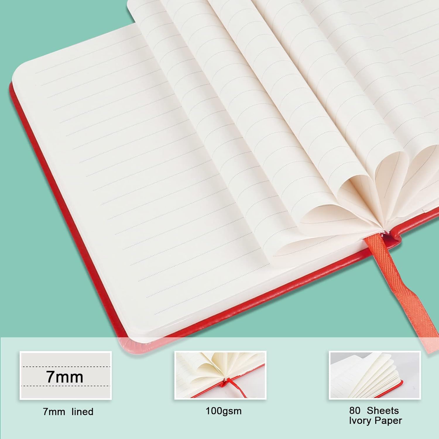 Lined Pocket Journal Notebook, 2 Pack, (Orange), 160 Pages, Small, 3.86 Inches X 5.51 Inches - 100 Gsm Thick Paper, Hardcover - Brown Color image number 6