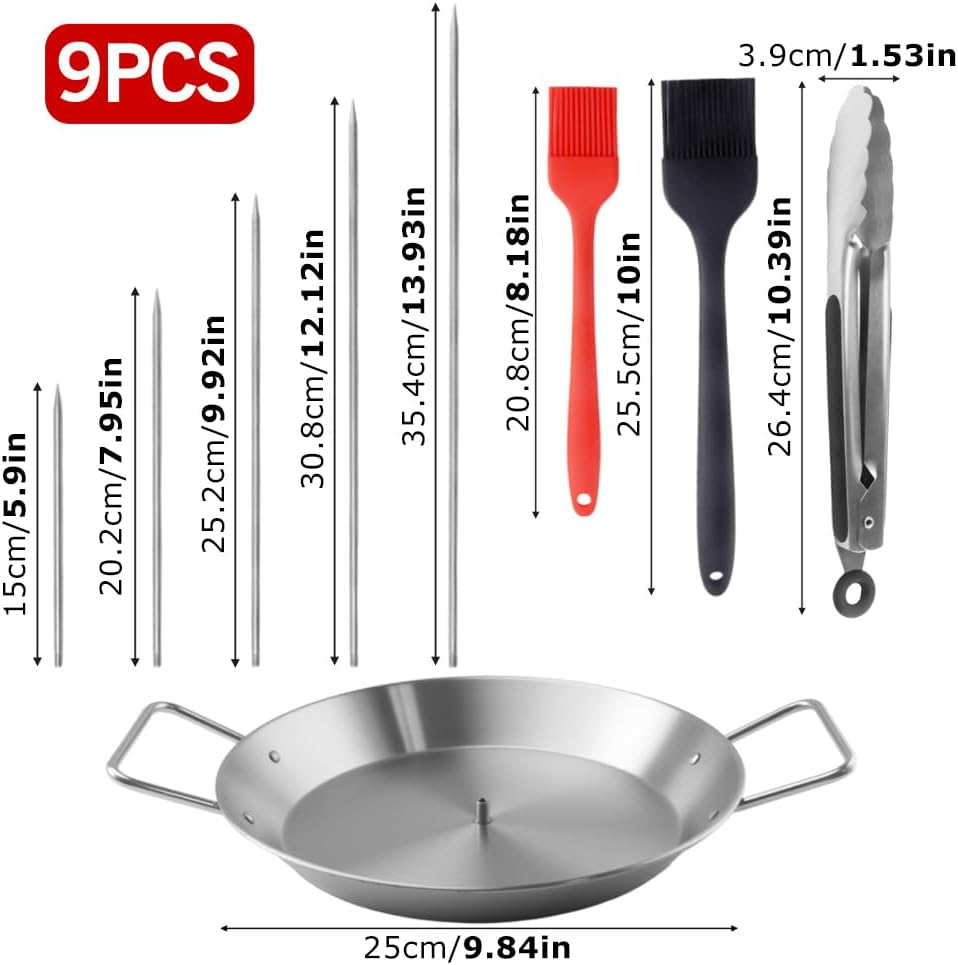 Stainless Steel Al Pastor Skewer Set for Grill, Brazilian Spit Stand with 5 Removable Skewer & 2 Brushes & BBQ Tongs,Perfect for Tacos Al Pastor, Shawarma, Kebabs, Smoker, Oven, BBQ&zwnj;