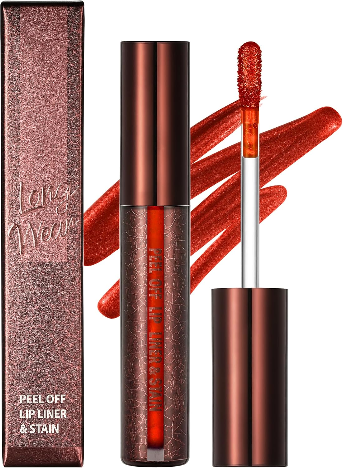 Erinde Lip Stain Peel off Set, Waterproof and Durable Lip Liner Tattoo, Non-Stick Cup Lip Tint Matte Finish, Natural Lip Liner, Highly Pigmented, Transfer Resistant, with Small Tweezers #03 image number 3