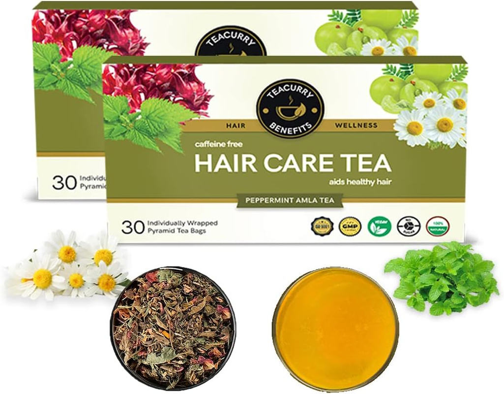 TEACURRY Healthy Hair Tea - 60 Tea Bags | 60 Day Healthy Hair Tea for Hair Growth, Shine, Repair and Strength | 100% Natural Black Tea for Hair Loss image number 1
