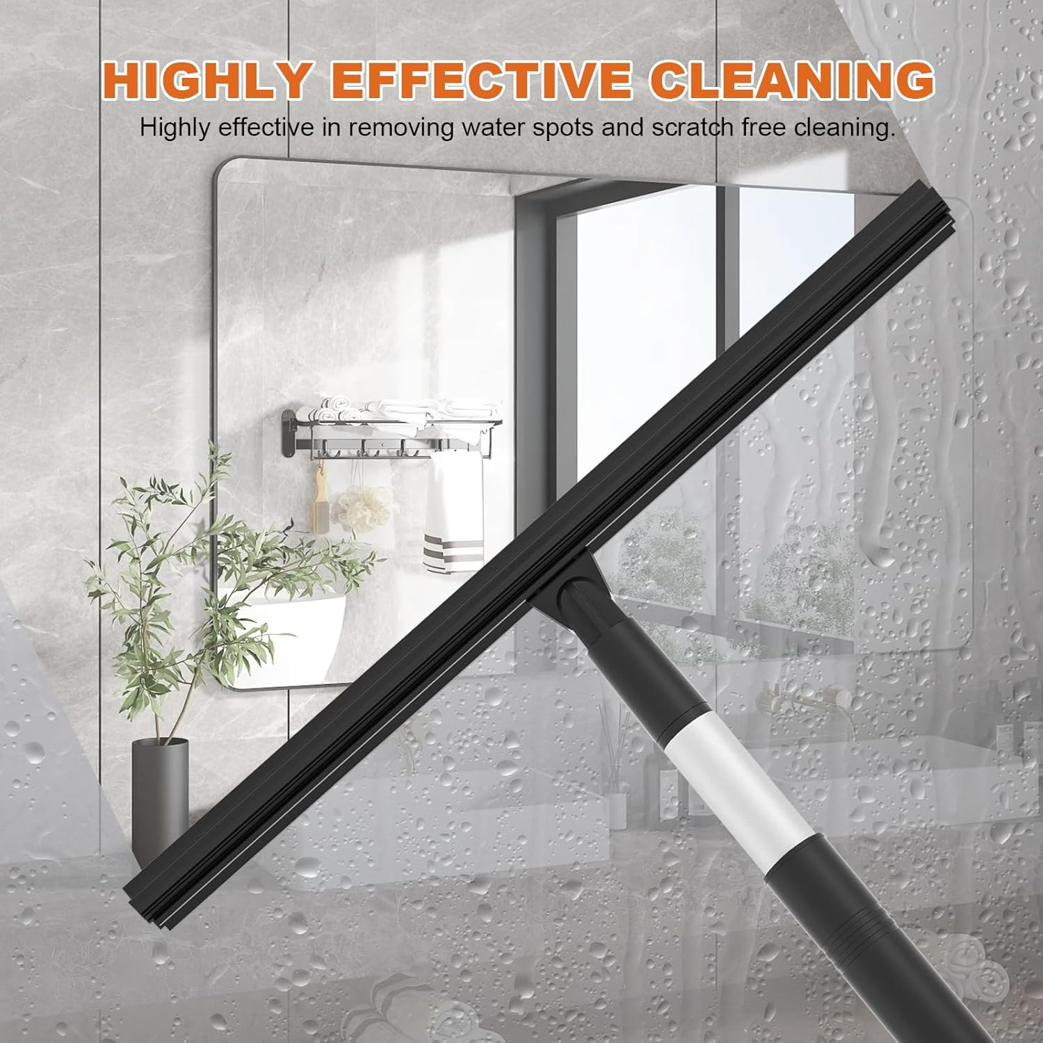 TMA All-Purpose Shower Squeegee, Silicone Glass Doors Squeegee, Bathroom Cleaner Tool for Shower Doors, Windows, Mirrors, Tiles and Car Window, Black