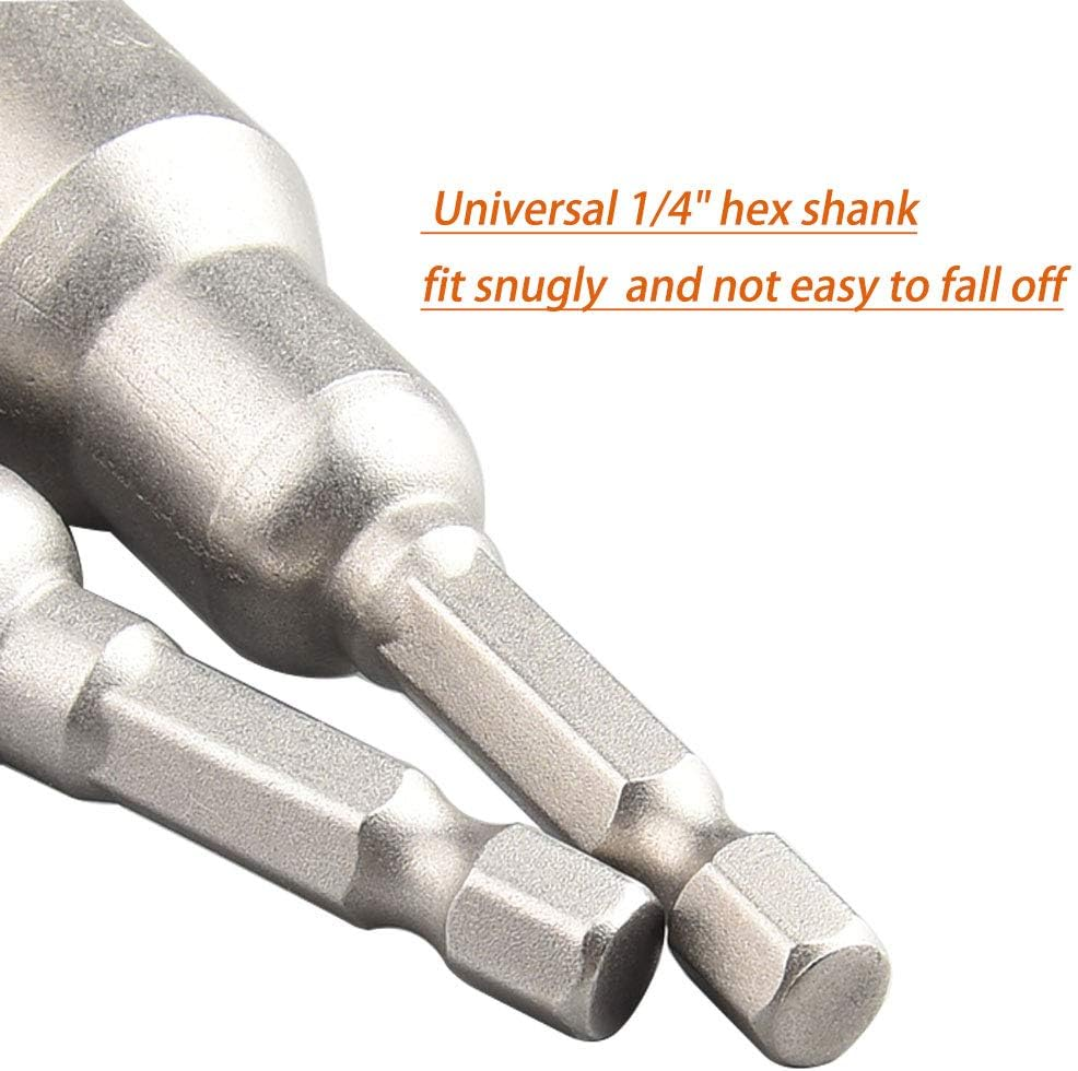 Saipe 5Pcs Power Screwdriver Nut Driver Bit Set Sizes 13Mm 1/4&rdquo; Hex Shank Impact Nuts Driver Drill Bits Metric Wrench Socket Bit image number 2