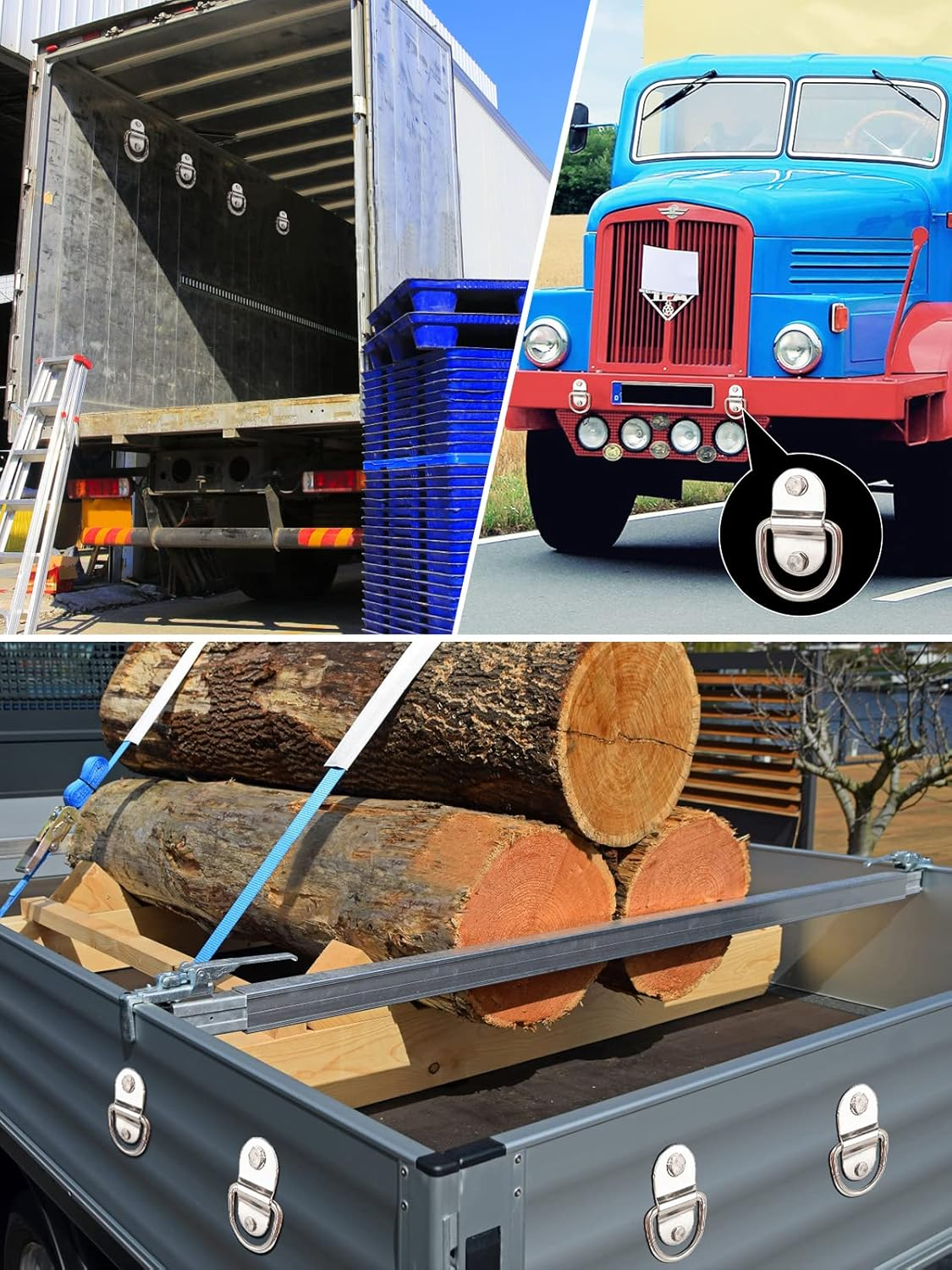 Tootaci 10Pcs 1/4" D Ring Tie down Anchors, 304 Stainless Steel D Rings, 1200Lbs Breaking Strength, Heavy Duty Trailers Bracket Surface Mount Hooks Securing Cargo for Boats, Trucks, Camper image number 2