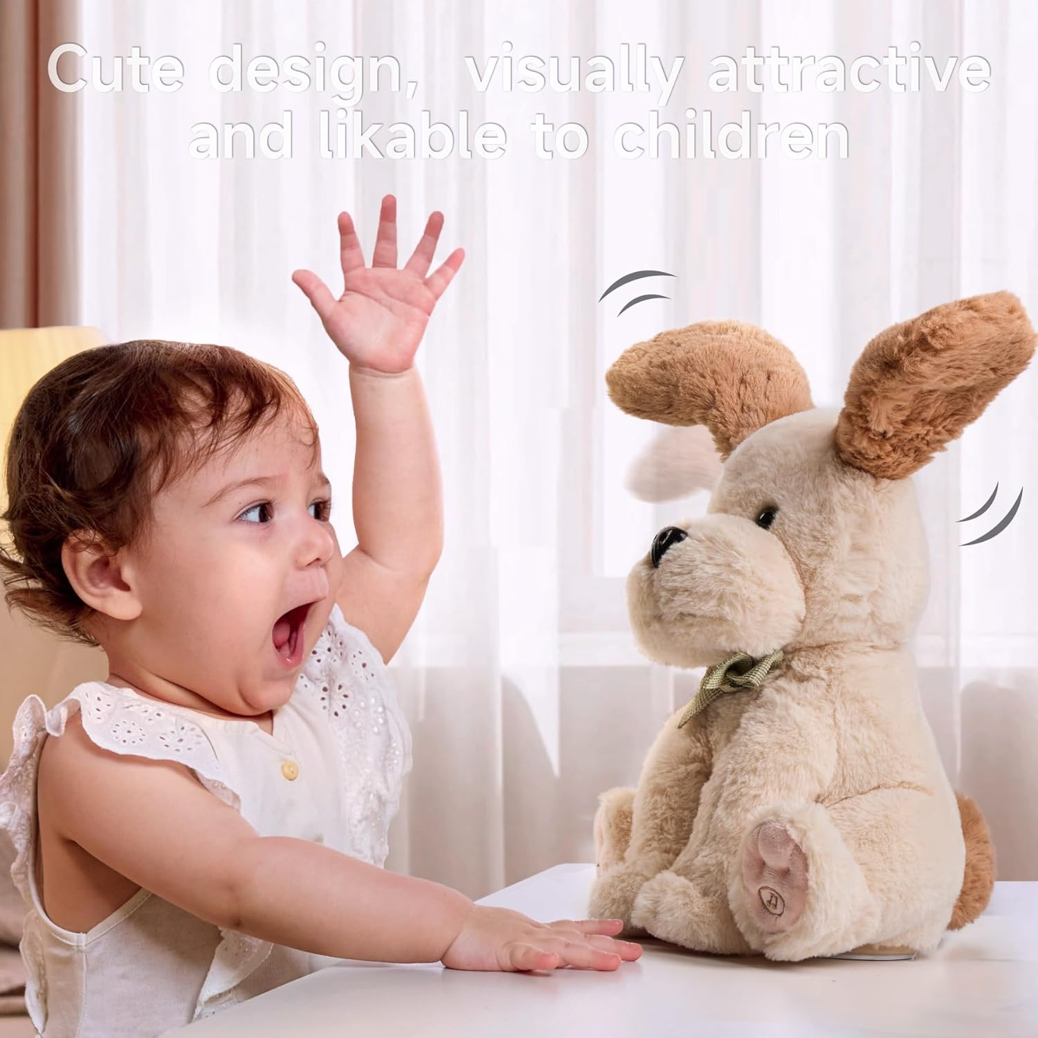 TUMAMA Baby Dancing Animated Plush Dog Talking Singing Dog Toy Children, Plush Interactive Laber Animal Dogs, Copy Talking, Ear & Body Waving, Singing 6 Songs for Age 3 4 5 + image number 4