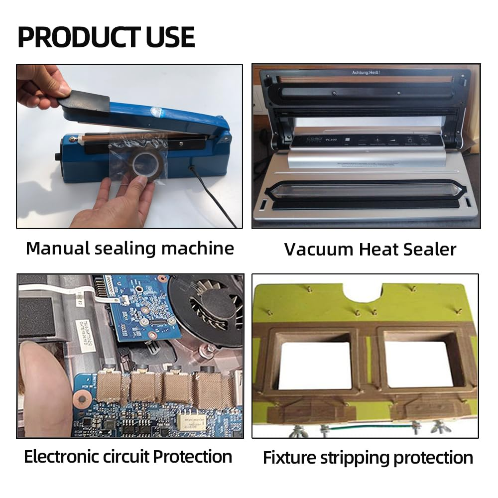 Skycabin 10Mmx10M PTFE Fabric Tape Cotated Fiberglass Teflon Tape Adhesive Teflon Tapes Heat Resistant to 300℃ for Vacuum Sealers,Hand Impulse Sealers Fits Foodsaver, Seal a Meal, Weston, Cabella image number 5