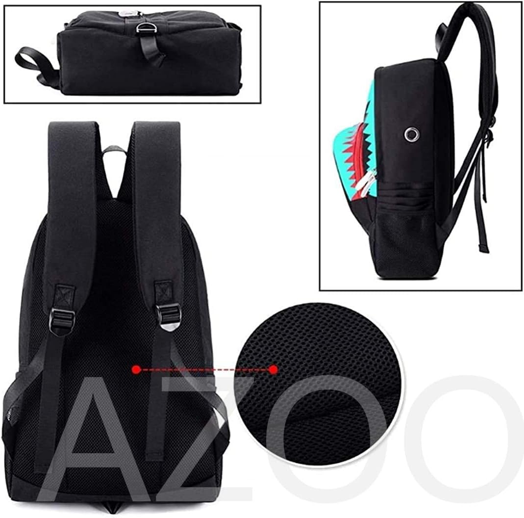 AZOO Backpack for School,Shark Backpack Luminous Bookbag Casual Daypack for Women Men/Teen Girls Boys Travel Backpack for USB Port Personalized Backpack, Can Accommodate A4 Size Birthday Present image number 2