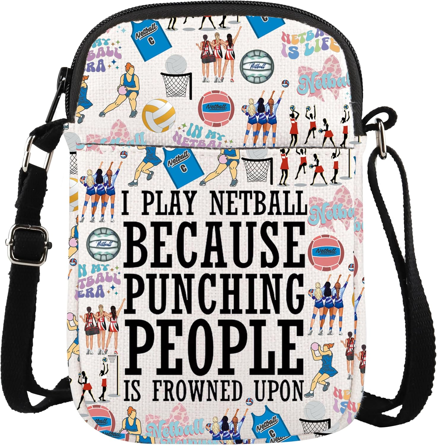 WCGXKO Netball Crossbody Bag Netball Appreciation Gift Netball Player Gift Netball Sports Gift Netball Messenger Bag image number 5