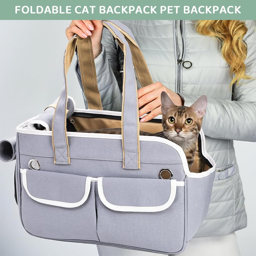 Collapsible Pet Carrier for Cats & Small Dogs up to 15&ndash;16 Lbs &ndash; Airline Approved Soft-Sided Travel Bag, Portable Design, Shoulder Strap, and Breathable Fabric for Outdoor or Indoor Use (Grey) image number 6