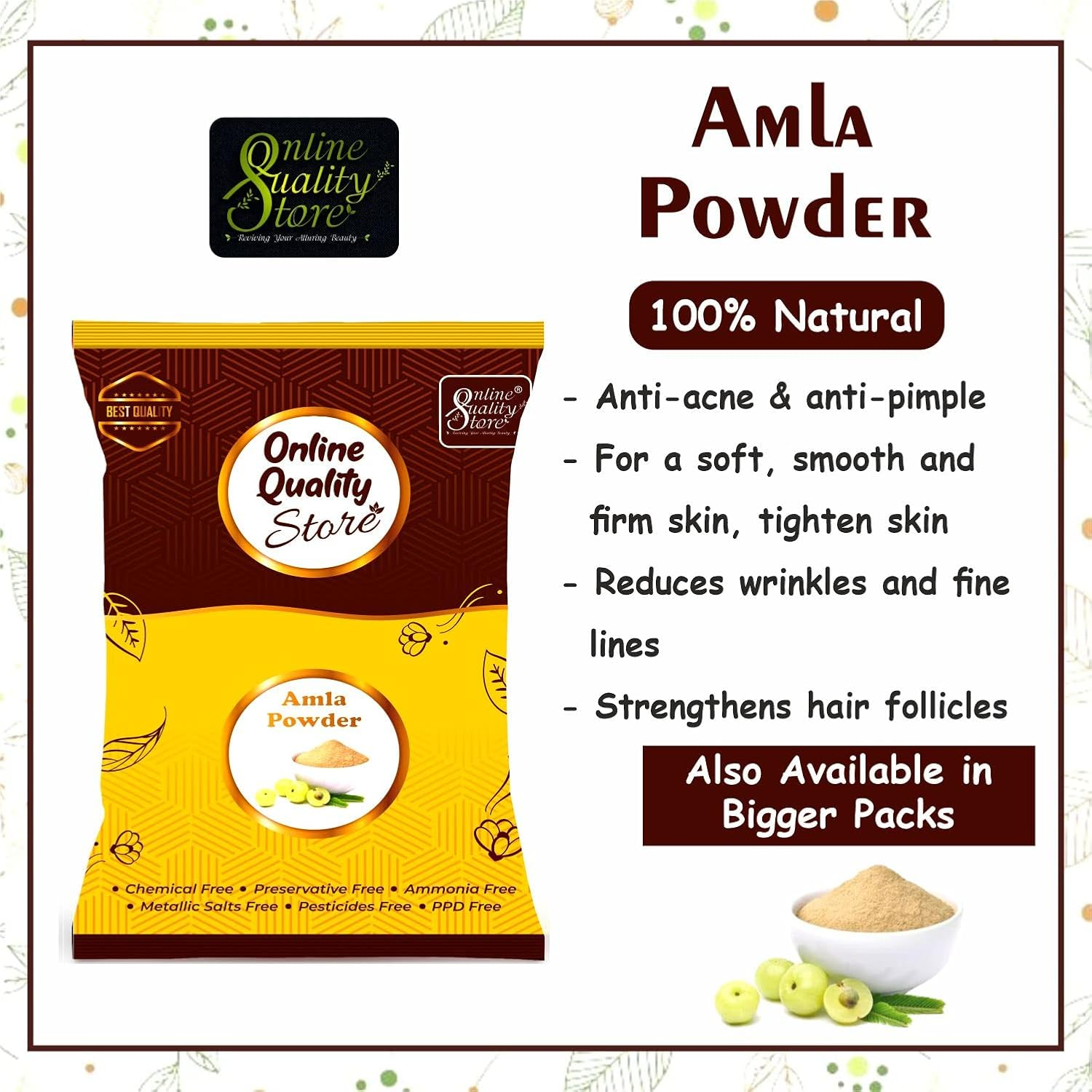 Online Quality Store Amla(175 Grams) Reetha(175 Grams) Shikakai(175 Grams) Multani Mitti(200 Grams) and Alovera Powder(175 Grams) for Hair in Separate Packaging (Total :- 900 Grams) - Offer of the Day image number 6