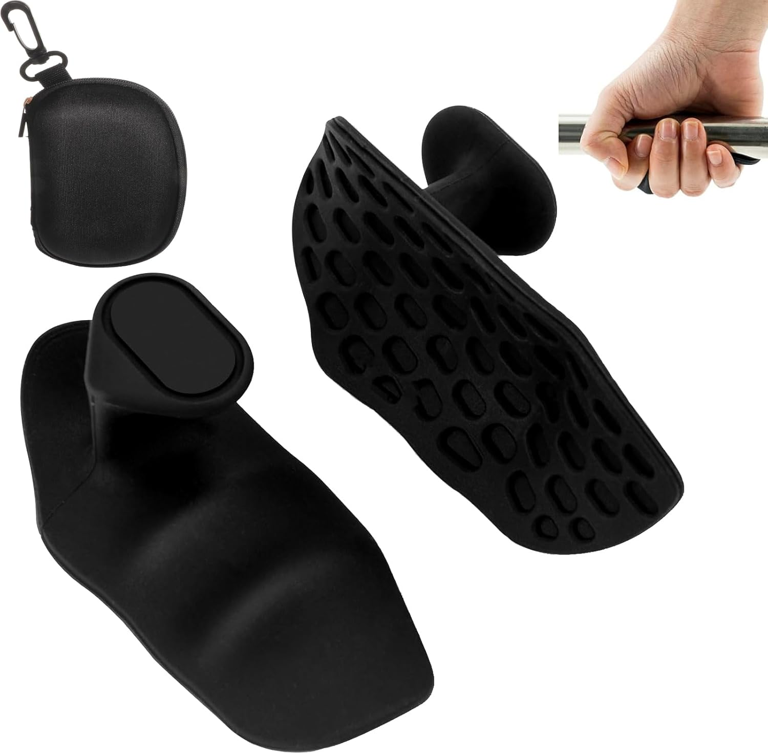 Original Weight Lifting Grips for Men Women Deadlifts, Rows, Ergonomics Workout Rubber Gym Grips Pads for Palm Protection, Fingerless Workout Gloves for Men Exercise Bodybuilding image number 2