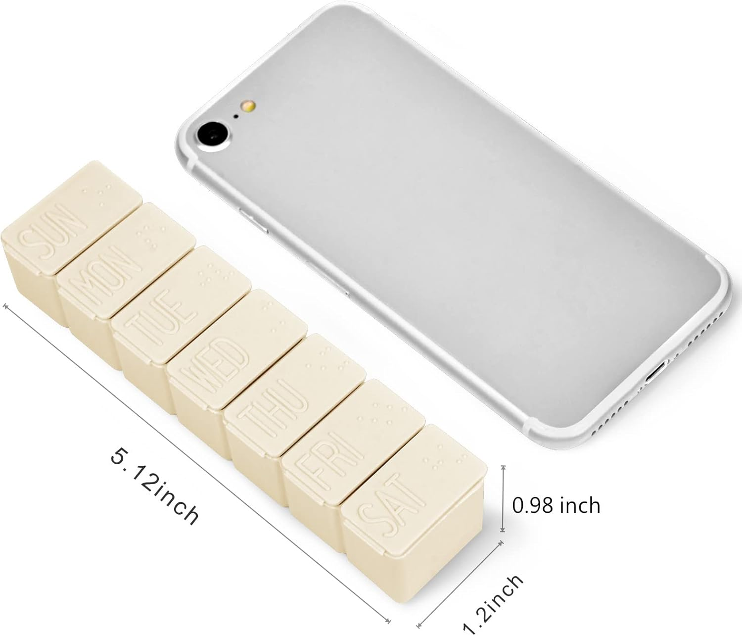 Pill Organizer-Pill Boxes for Travel, 7 Day with Braille Pill Case Vitamins Fish Oil Supplements, Medication Organizer Dispenser for Fish Oils, Vitamin Holder Supplement (Beige+Gray) - Pink+Gray image number 5