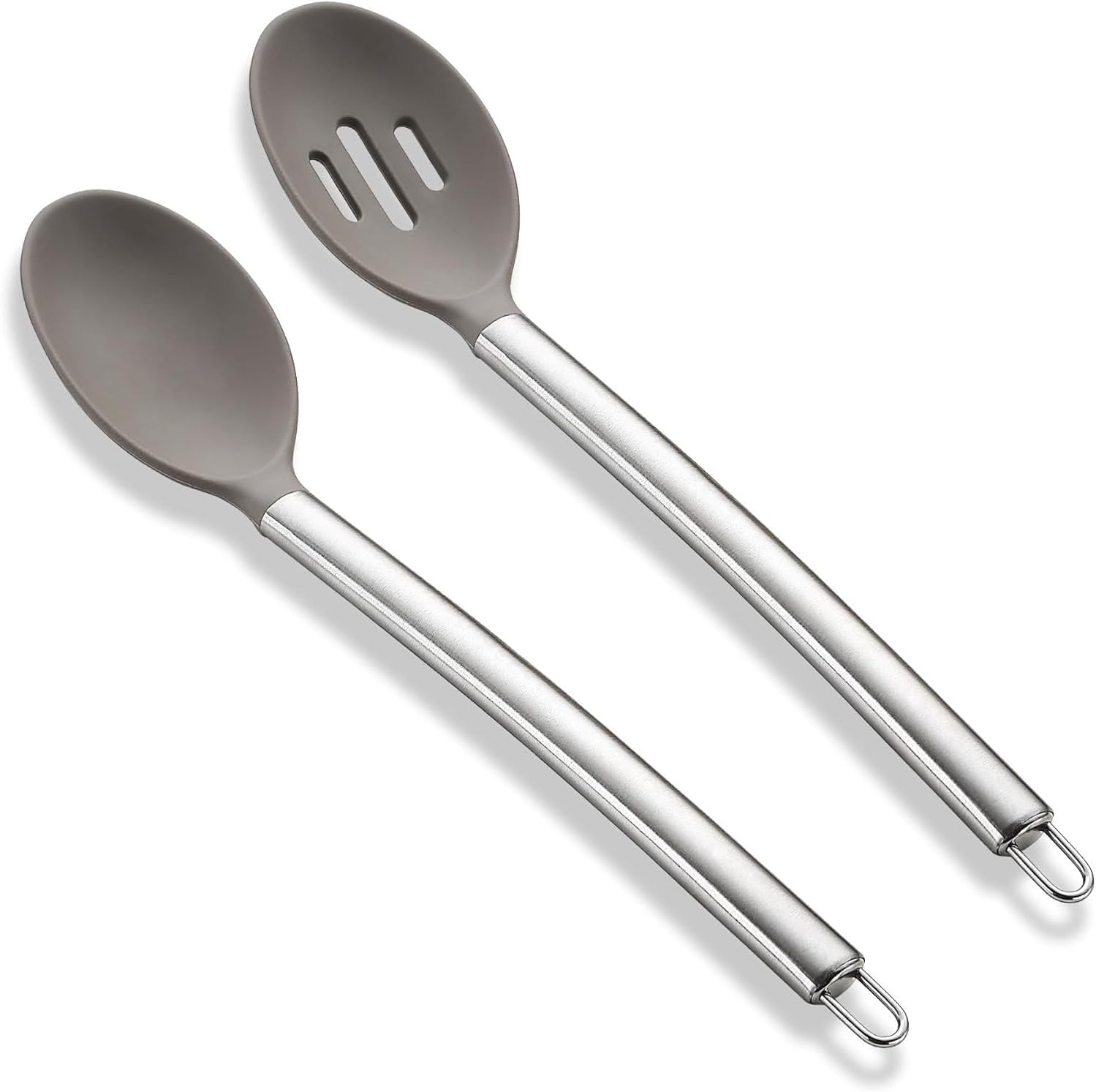 Silicone Cooking Spoon Set, Reanea Solid Spoon, Slotted Spoon, Heat Resistant Handle, Kitchen Spoon for Nonstick Cookware, Dishwasher Safe, Easy to Clean image number 3