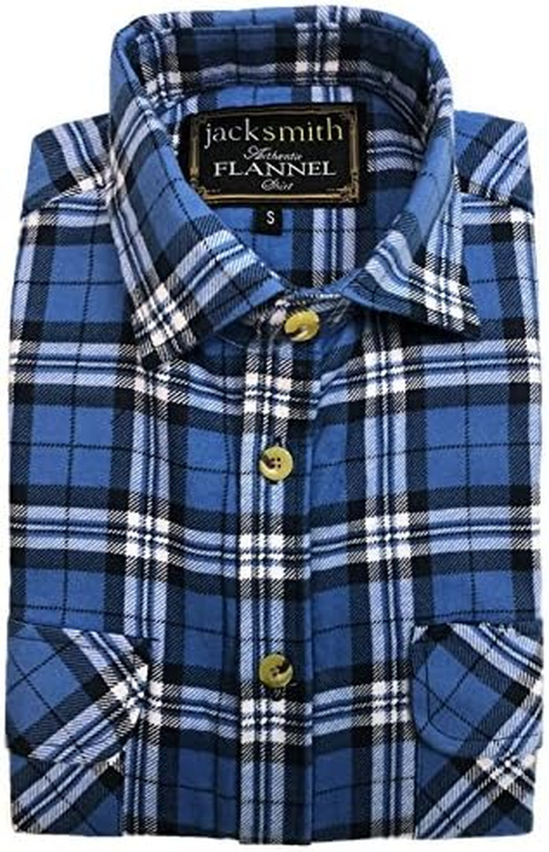 Jacksmith Men'S Authentic Flannel Vintage Flannelette Check Long Sleeve Shirt