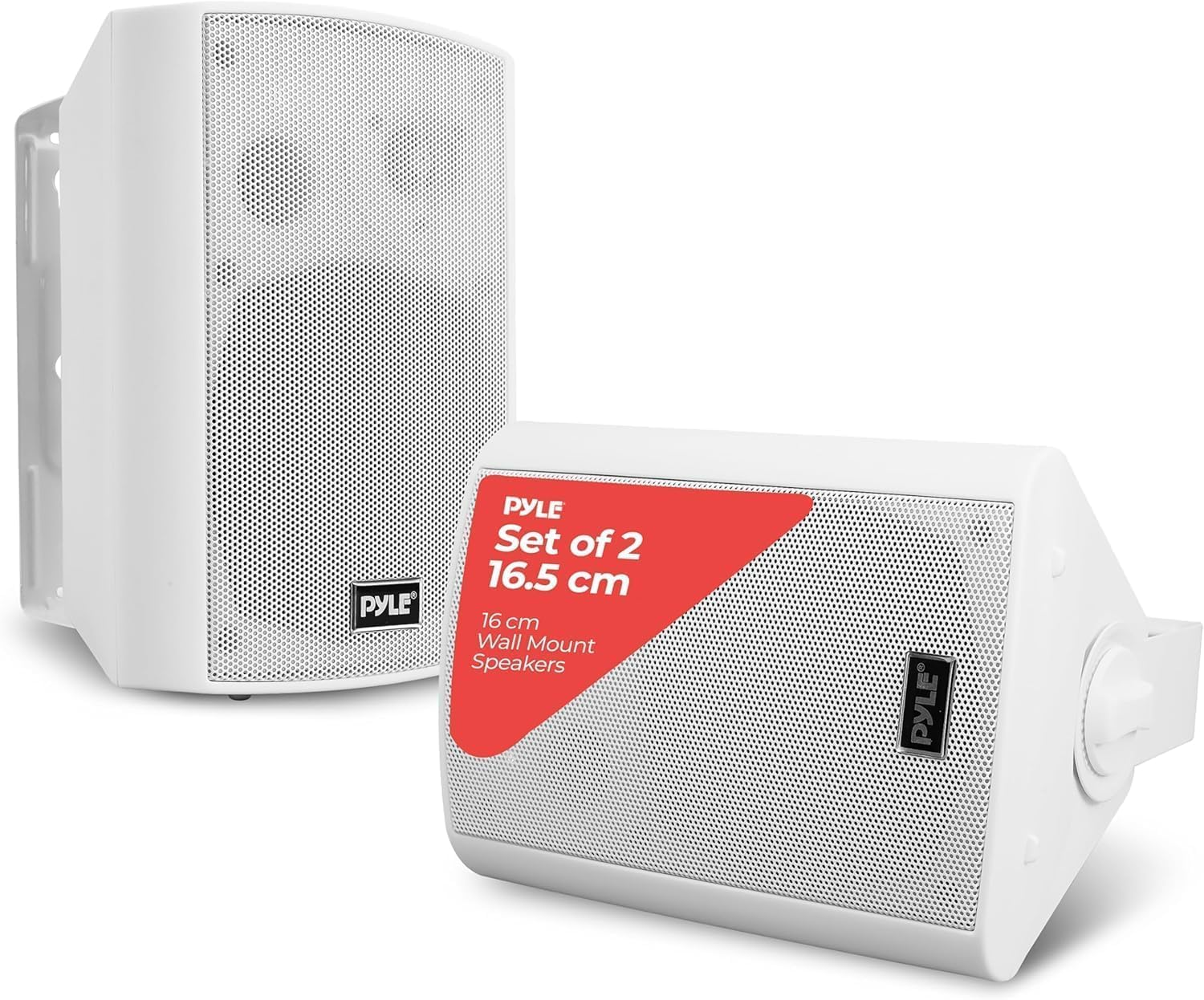 Pyle Bluetooth Speakers, Waterproof Wall-Mounted Wireless Audio System, 16.5 Cm, Built-In Digital Amplifier, Weatherproof, Heavy-Duty Sound, Compatible with Iphone, Android, Tablet & PC (Pair, Black)