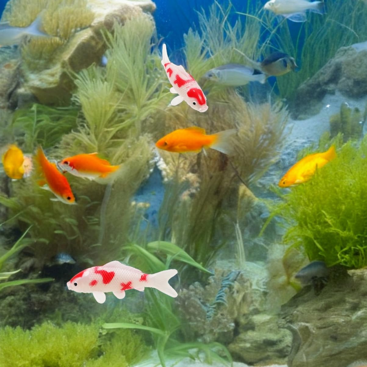 Abaodam 2Pcs Artificial Fish Model for Aquarium Decoration Realistic Floating Fish Figurines for Home and Garden Faderesistant Ornamental for Tanks and Aquatic Scenes image number 4