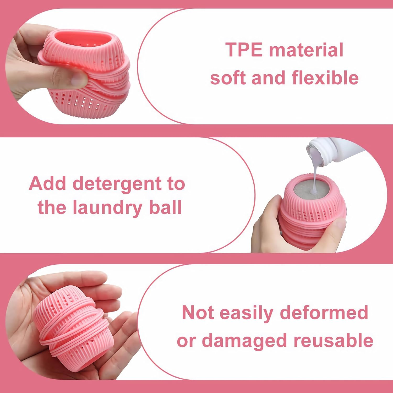 3-Piece Set of Washing Machine Dryer Balls, Anti-Tangling Fabric Soft Dispenser, Pet Hair Remover and Lint Removal Cleaning Float, Household Reusable Laundry Sponge Balls image number 2