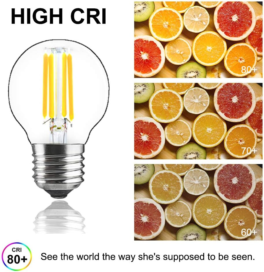 Bonlux E27 LED Light Bulb 4W G45 Globe Vintage Bulbs, Warm White 2700K, 40W Incandescent Bulb Replacement, Filament LED E27 Edison Screw Base for Bedroom Living Room (Dimmable, 4-Pack) image number 5