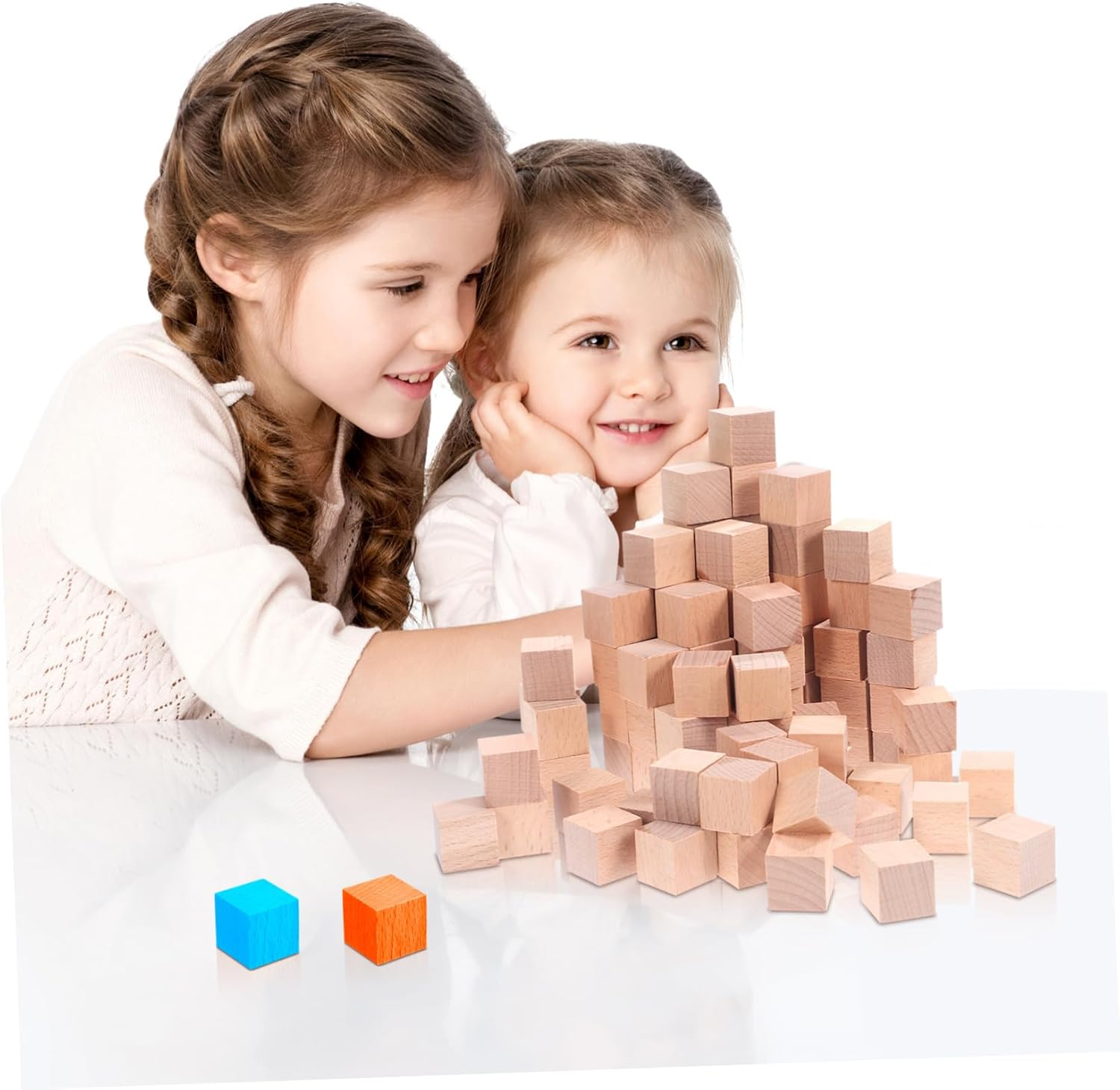 Garneck 100 Pcs 2 Inch Unfinished Wooden Blocks - Solid Wood Square Cubes for Arts - Crafts Projects and Puzzle Making image number 3