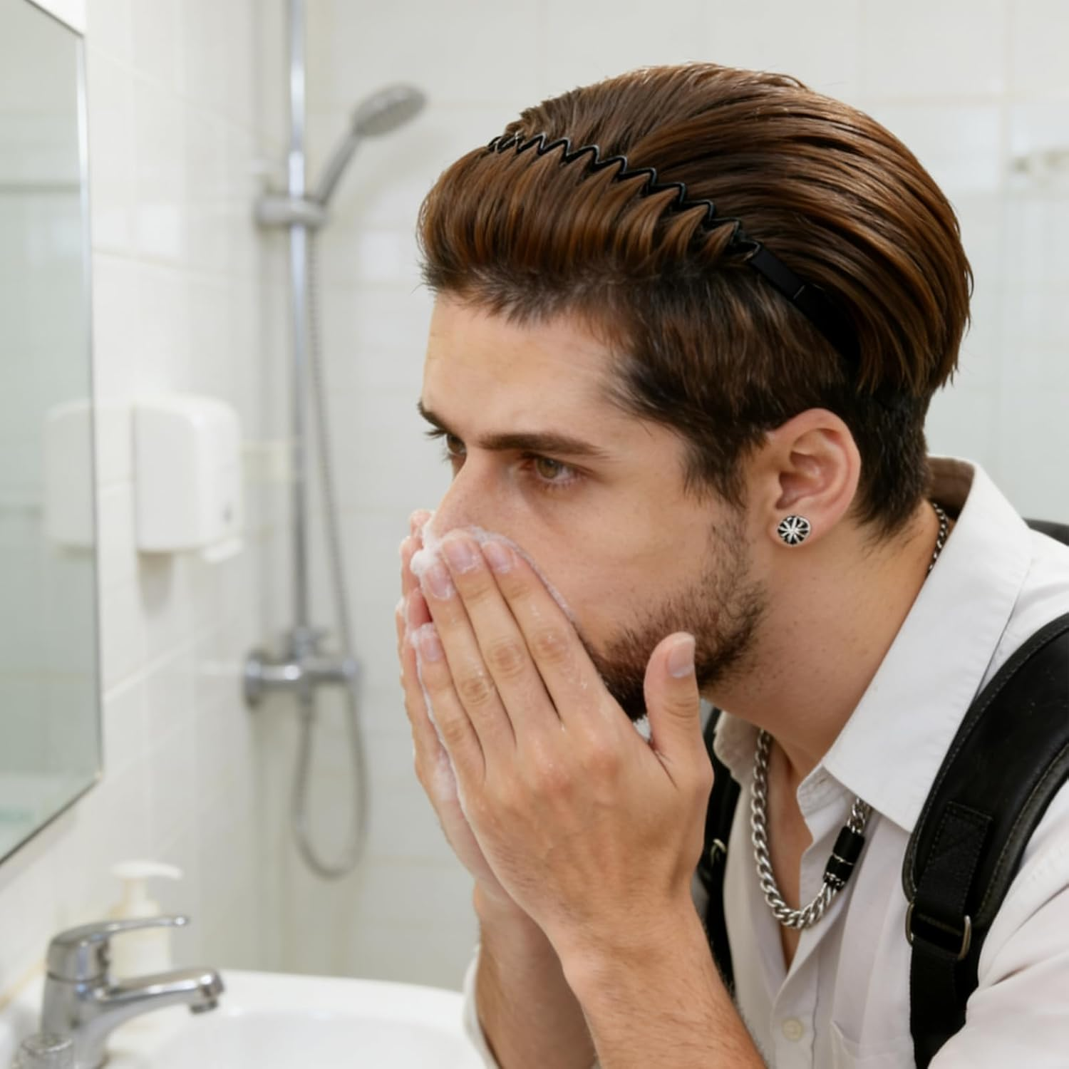 Langtaojin 4-Piece Black Metal Hairbands, Unisex Headwear for Men & Women, Including Headbands, Hair Bands and Men'S Headbands image number 6